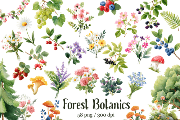 Download Botanical Forest Wildflower Clipart - Art Collection