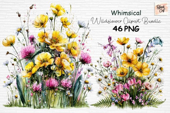 Download Whimsical Wildflower Clipart Bundle PNG - Art Collection