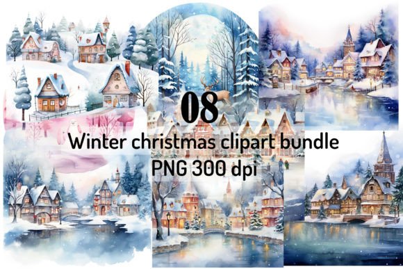 Download Christmas Village Watercolor Clipart Png - Art Collection