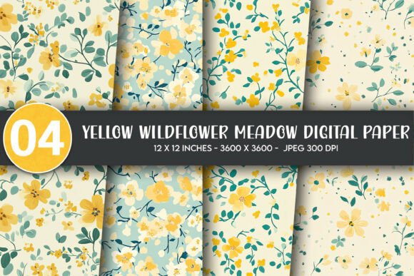 Download Yellow Wildflower Meadow Digital Paper - Wildflower meadow Collection