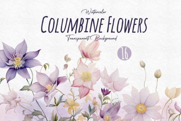 Download Watercolor Columbine WildFlower Clipart - Art Collection