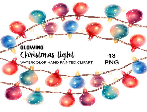 Download Watercolor Christmas Lights Clipart PNG - Art Collection