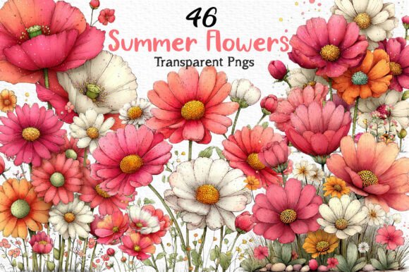 Download Whimsical Summer Flowers Clipart PNG - Art Collection