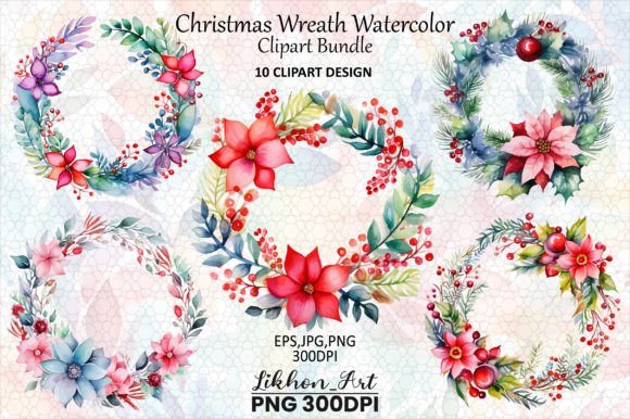 Download Christmas Wreath Watercolor Clipart - Art Collection