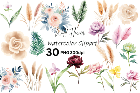 Download Watercolor Wild Flowers Clipart - Art Collection