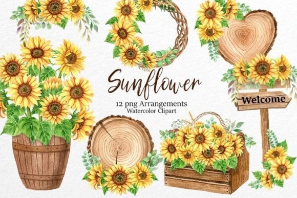 Download Watercolor Sunflowers, Floral Clipart - Art Collection