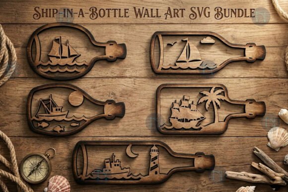 Download Ship-in-Bottle Wall Art SVG Bundle - Art Collection