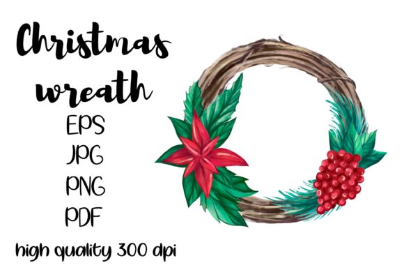 Download Watercolor Christmas Wreath Clipart - Art Collection