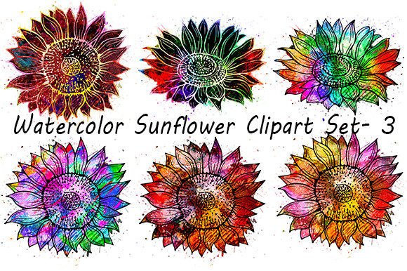 Download Watercolor Sunflower Clipart Set- 3 - Art Collection