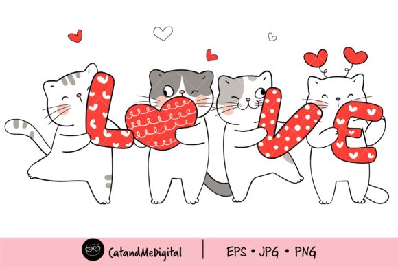 Download Love Cat Valentine Clipart. - Art Collection
