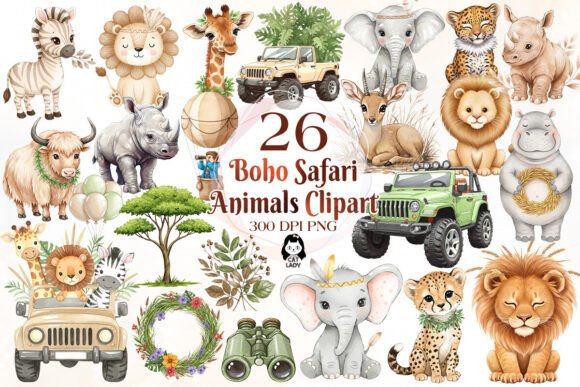 Download Cute Safari Animal Sublimation Clipart - Art Collection