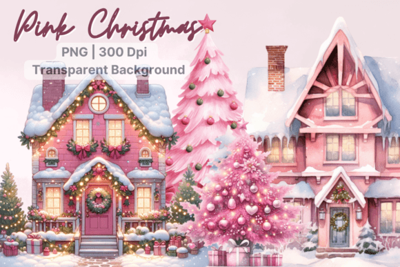 Download Pink Christmas Collection Clipart PNG - Art Collection