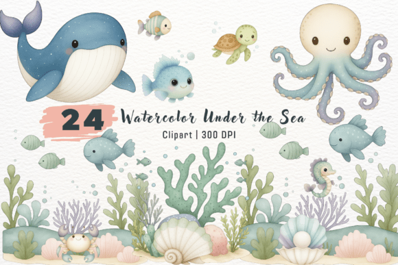 Download Watercolor Under the Sea Clipart - Art Collection
