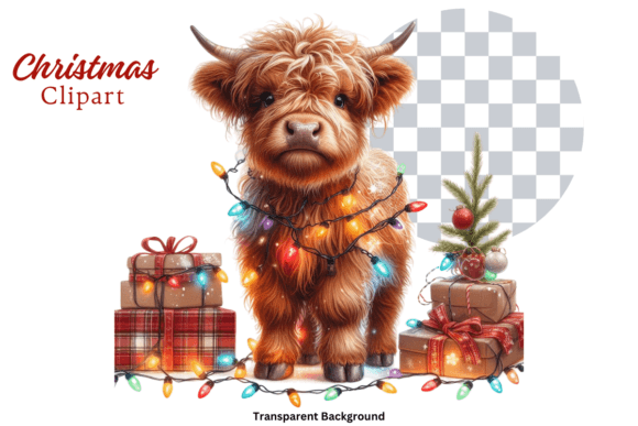 Download Highland Cow Christmas Lights Clipart - Art Collection
