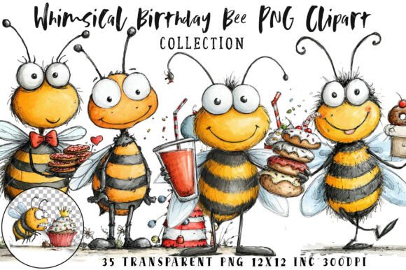 Download Whimsical Birthday Bee PNG Clipart - Art Collection