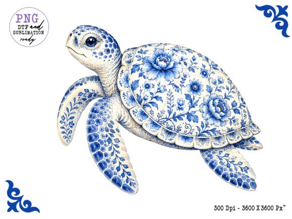 Download Chinoiserie Ocean Turtle Clipart PNG - Art Collection