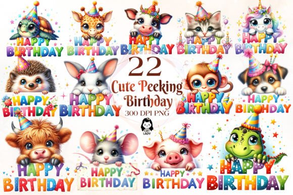 Download Peeking Birthday Animal Clipart Bundle - Art Collection