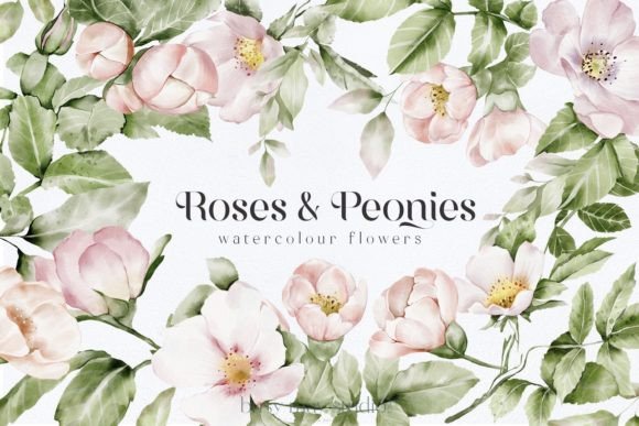 Download Watercolor Roses Peonies Clip Art PNG - Art Collection