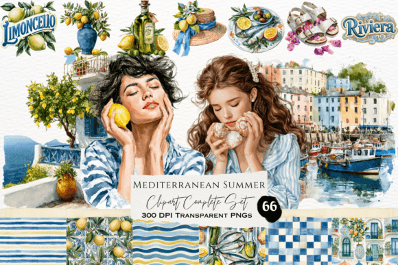 Download Mediterranean Summer Watercolor Clipart - Art Collection