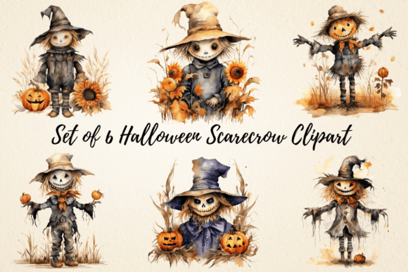 Download Halloween Scarecrow Watercolor Clipart - Art Collection