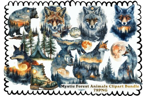 Download Mystic Forest Animals Clipart Bundle PNG - Art Collection