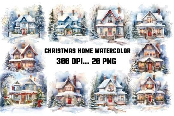 Download Christmas Home Watercolor Clipart - Art Collection