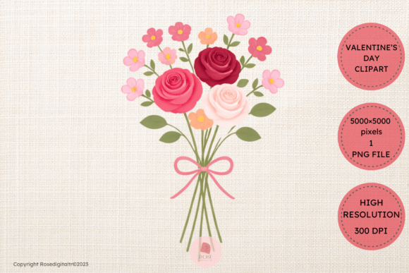 Download Rose Valentine Bouquet Clipart 15 - Art Collection