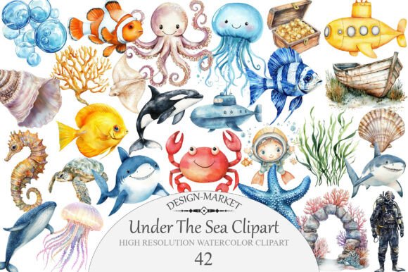 Download Watercolor Under the Sea Clipart - Art Collection