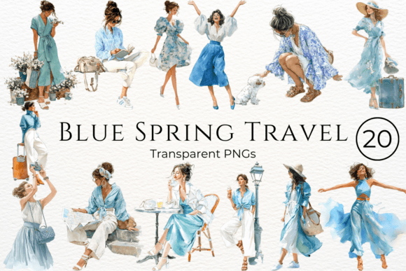 Download Blue Spring Travel Watercolor Clipart - Art Collection