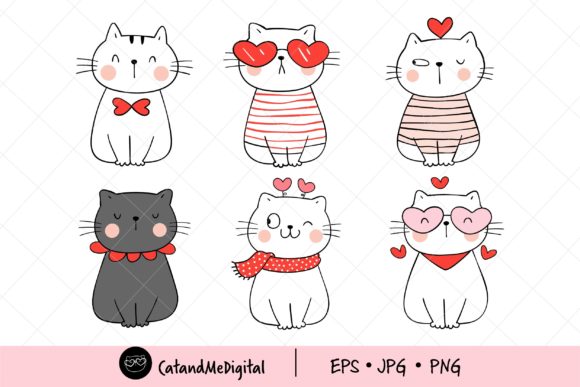 Download Cute Cat Valentine Clipart. - Art Collection