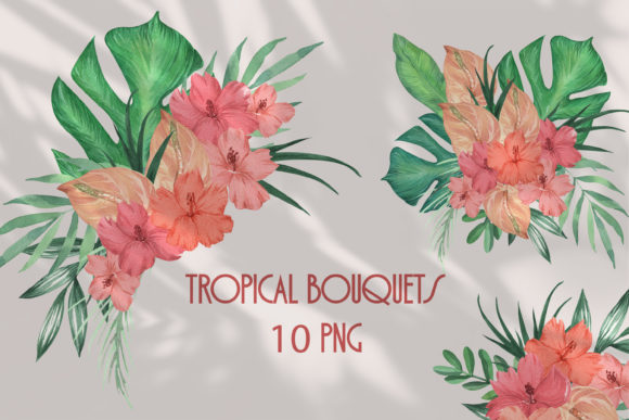 Download Tropical Bouquets Watercolor Clipart - Art Collection