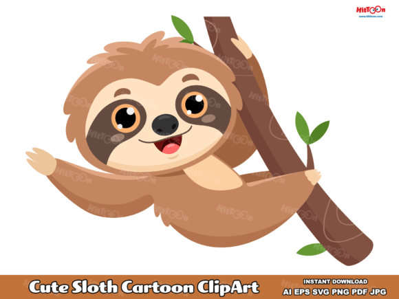 Download Cute Sloth Cartoon Character - Art Collection