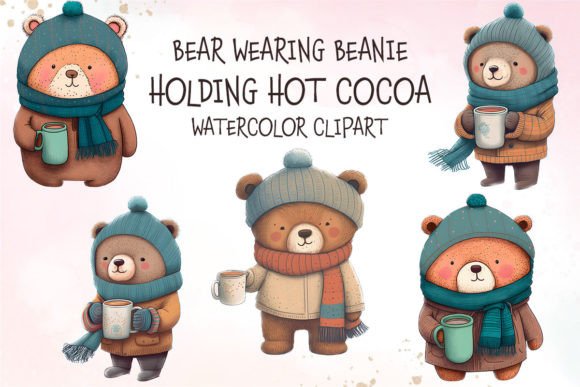 Download Bear Wearing Beanie Hot Cocoa ClipArt - Art Collection