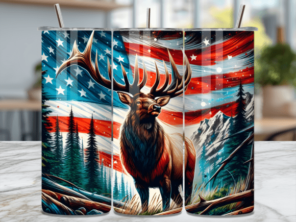 Download American Flag Elk Wildlife Art Tumbler - Art Collection