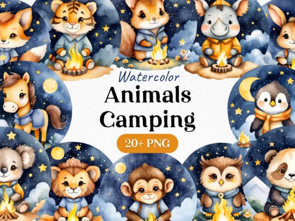 Download Watercolor Animal Campfire Clipart PNG - Art Collection