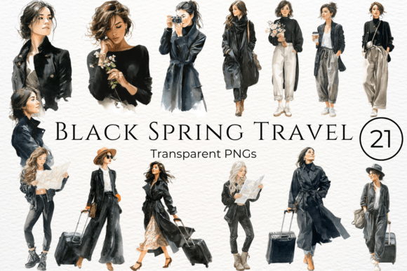 Download Black Spring Travel Watercolor Clipart - Art Collection