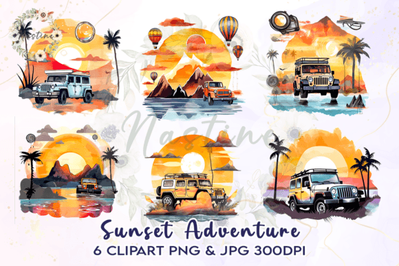 Download Sunset Adventure Watercolor Clipart - Art Collection