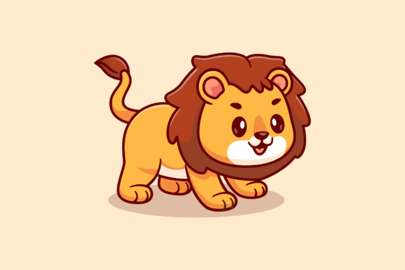 Download Cute Lion Playing Cartoon Illustration - Art Collection
