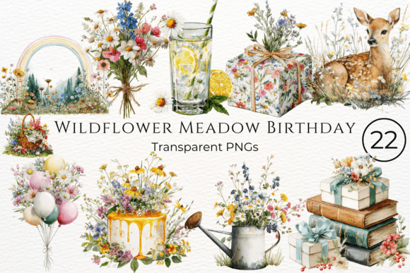Download Wildflower Meadow Birthday Clipart - Art Collection