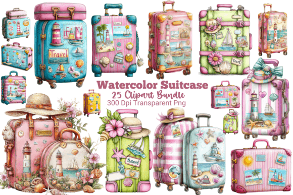 Download 20+ Vintage Suitcase Clipart Bundle - Art Collection