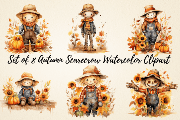 Download Autumn Scarecrow Watercolor Clipart - Art Collection