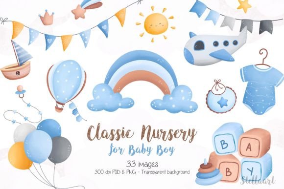 Download Classic Nursery for Baby Boy Clipart - Art Collection