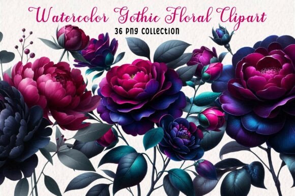 Download Gothic Watercolor Floral Clipart Bundle - Art Collection