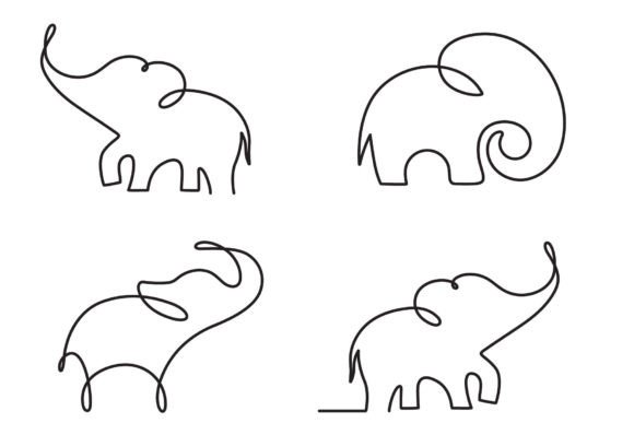 Download Elephant Single Line Art Set - Art Collection