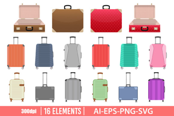 Download Suitcase Clipart Set - Art Collection