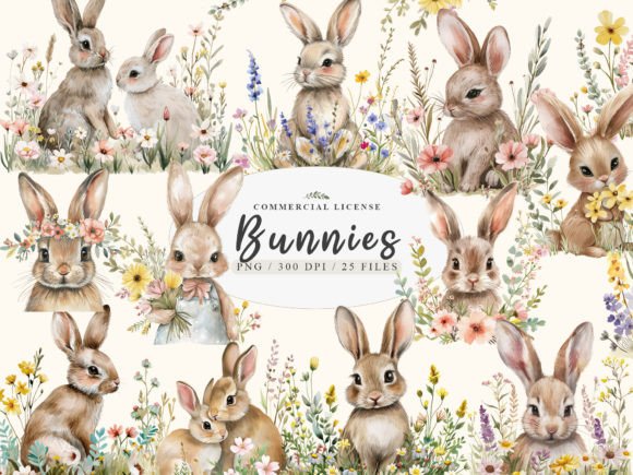 Download Baby Bunny Clipart, Floral Bunny Png - Art Collection