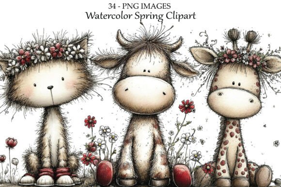 Download Watercolor Spring Farm Animal Clipart - Art Collection