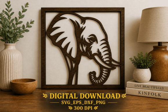 Download Elephant Head Wall Art SVG Laser Cut Fil - Art Collection