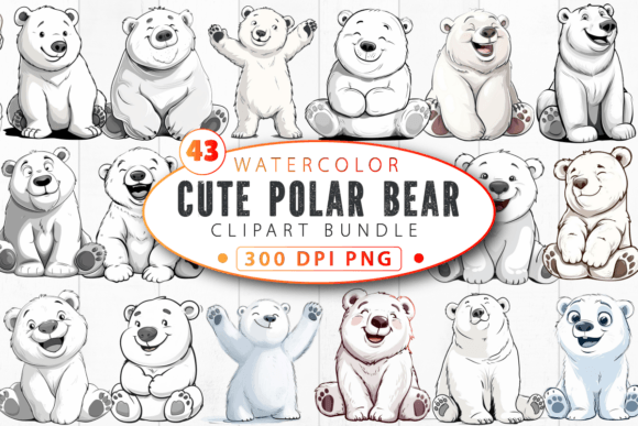 Download Funny Cute Polar Bear Clipart Bundle - Art Collection