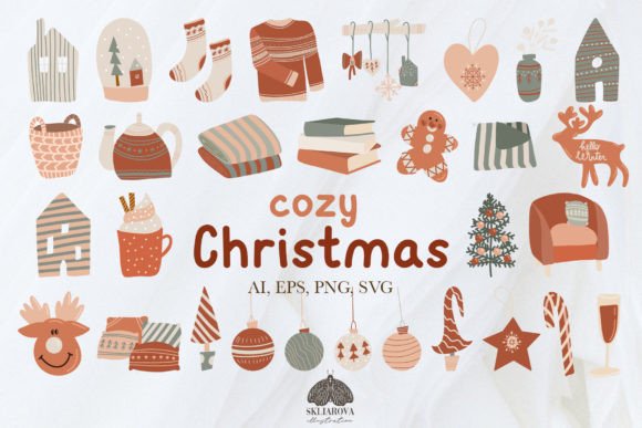 Download Cozy Christmas Clipart SVG PNG EPS - Art Collection